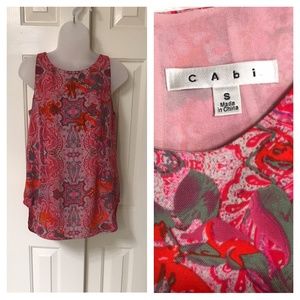 CAbi Jubilee pink print sleeveless top  Sz S